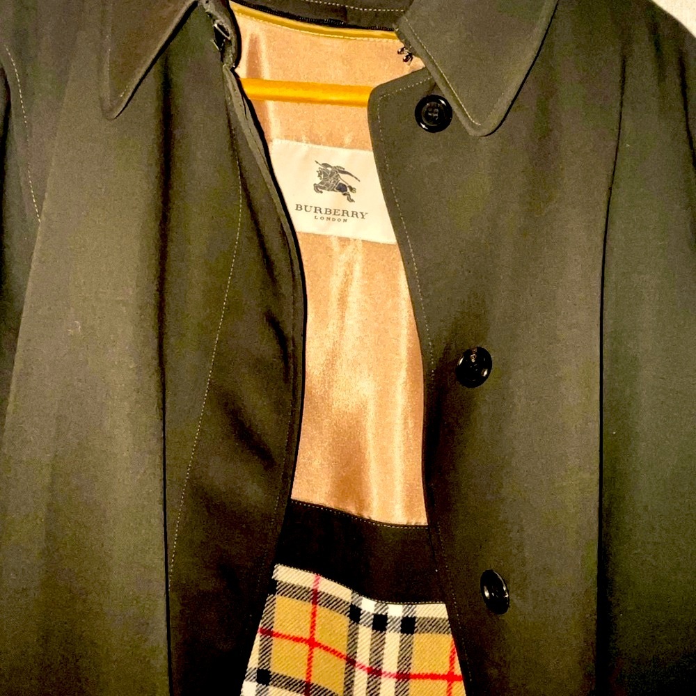 BURBERRY CHOCOLATE BROWN WOOL COAT  XL ZIPOUT LINING EXCELLENT &  GARMENT BAG - Picture 9 of 17